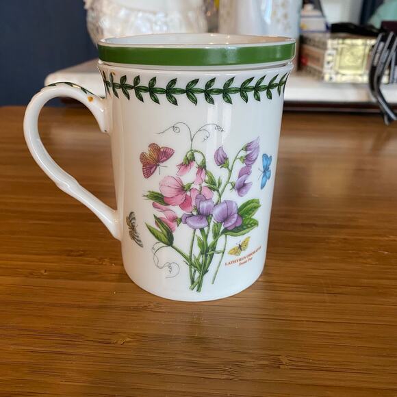 Portmeirion Botanic Garden Sweet Pea 2-Pc. 4" Mug Tea Cup w/ Coaster FLAWLESS - Picture 5 of 9